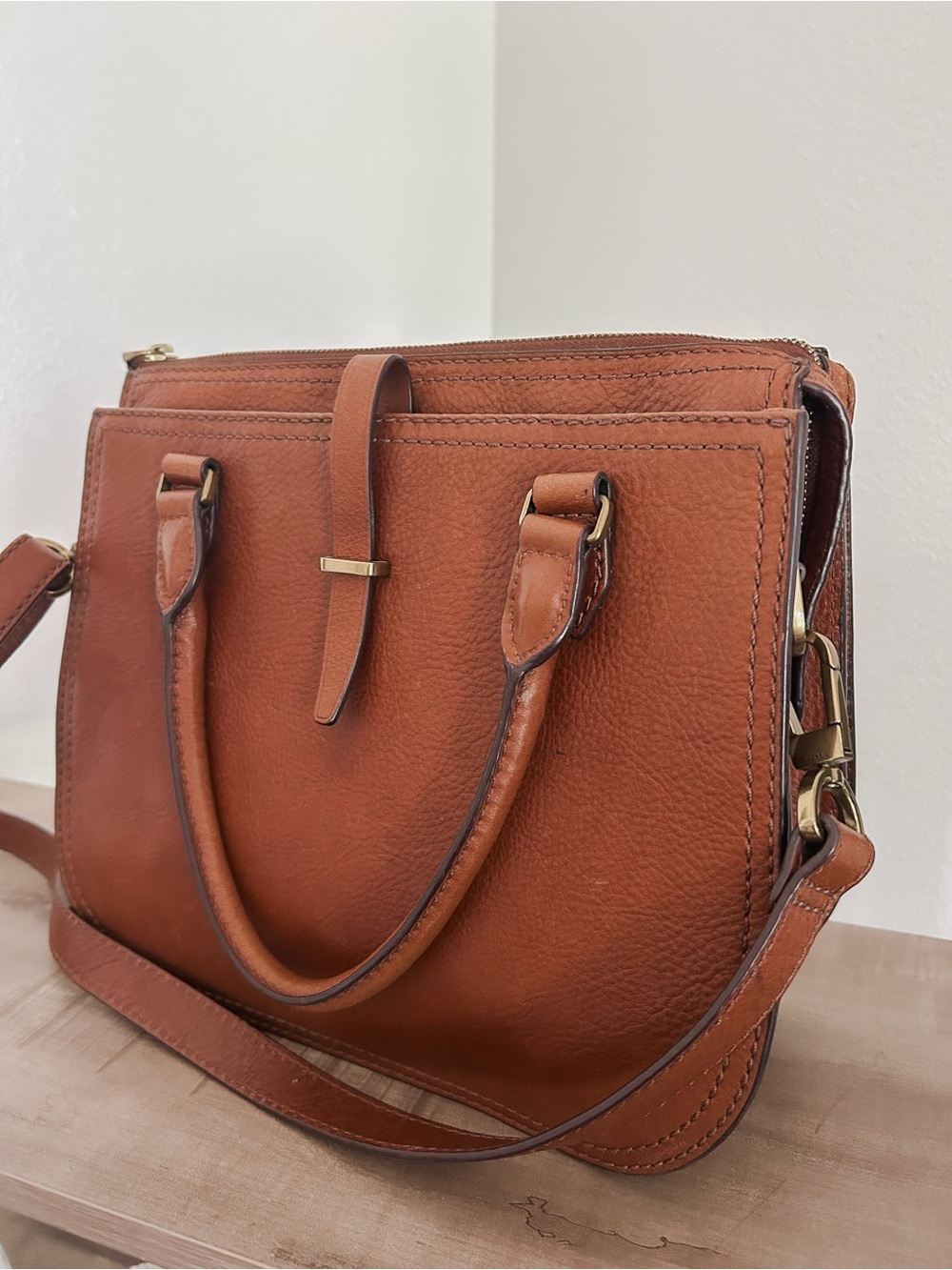 Fossil Ryder Satchel Large leather bag, Streetwear Brown Tan Luxury - Picture 3 of 8